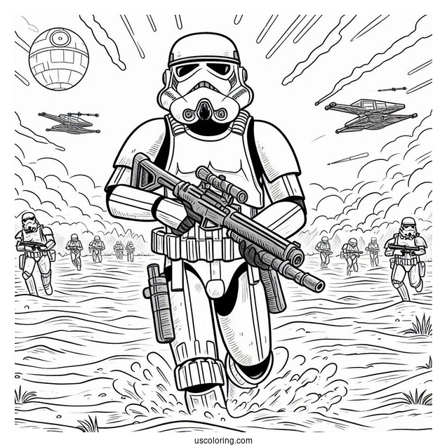 Stormtrooper Coloring Page In The Battlefield