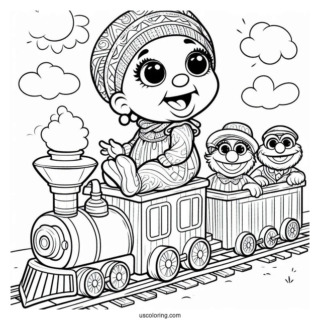 Baby Muppets Coloring Page Of Riding The Train