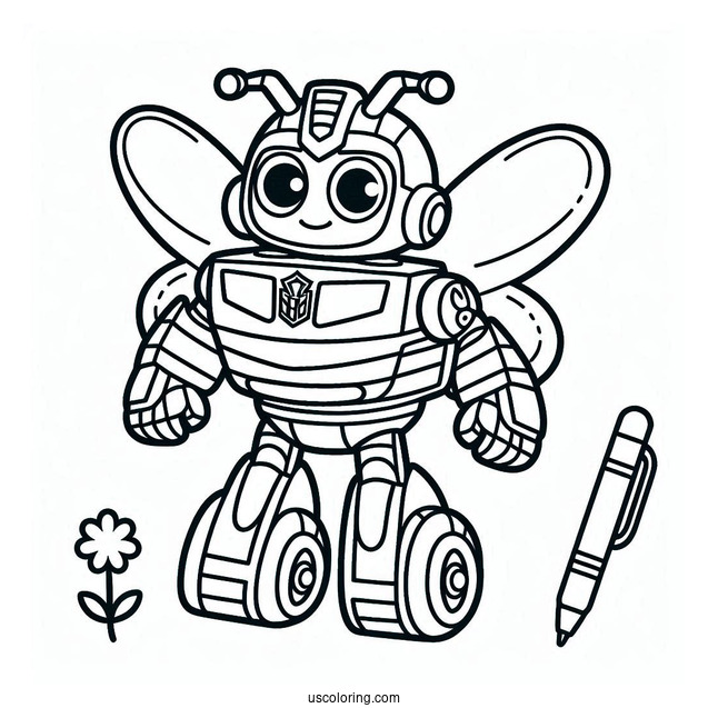 Simple Bumblebee Rescue Bot Coloring Page For Preschoolers