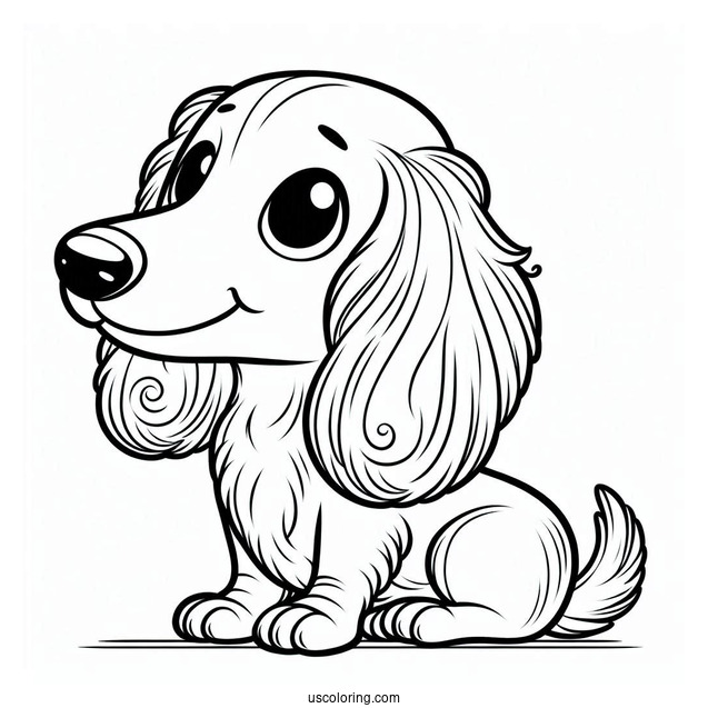 Easy Dachshund Coloring Page For Kids