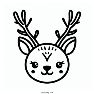 Simple Outline Of a Reindeer Face