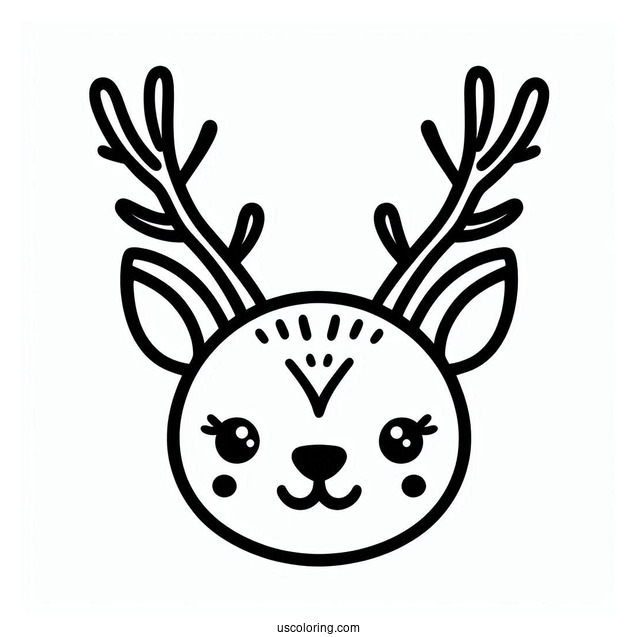 Simple Outline Of a Reindeer Face