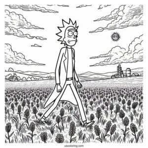 Rick Walking In Field Coloring Sheet