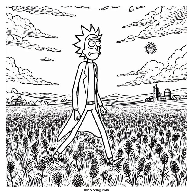 Rick Walking In Field Coloring Sheet