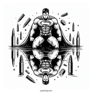 Superman Reflecting Bullets Coloring Page