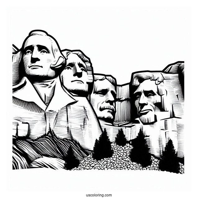 President Coloring Page Of Easy Mount Rushmore National Memorial
