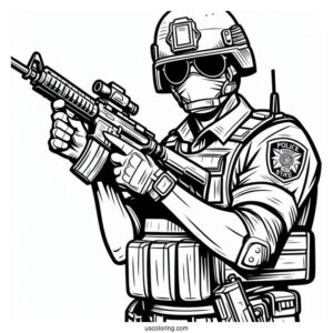 Police State Trooper To Color