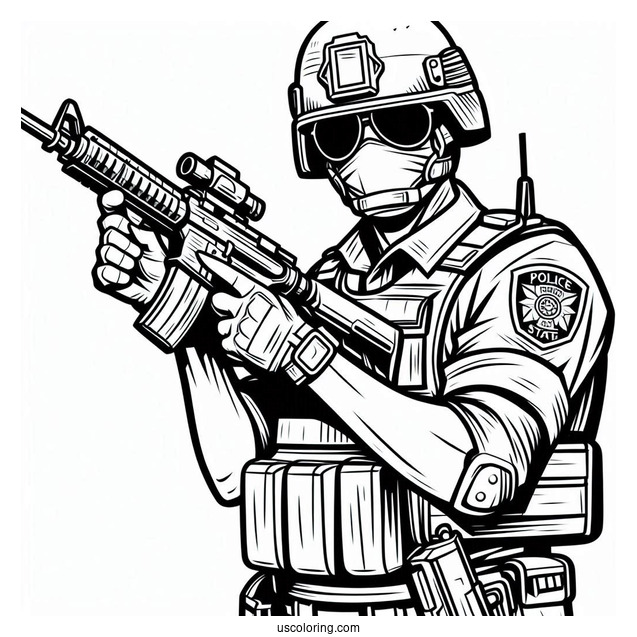 Police State Trooper To Color