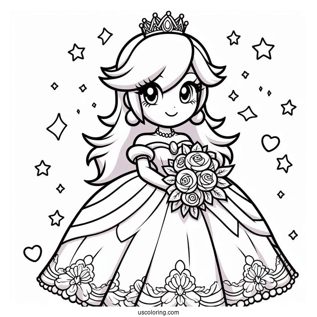 Easy Rosalina Coloring Page In Wedding Dress