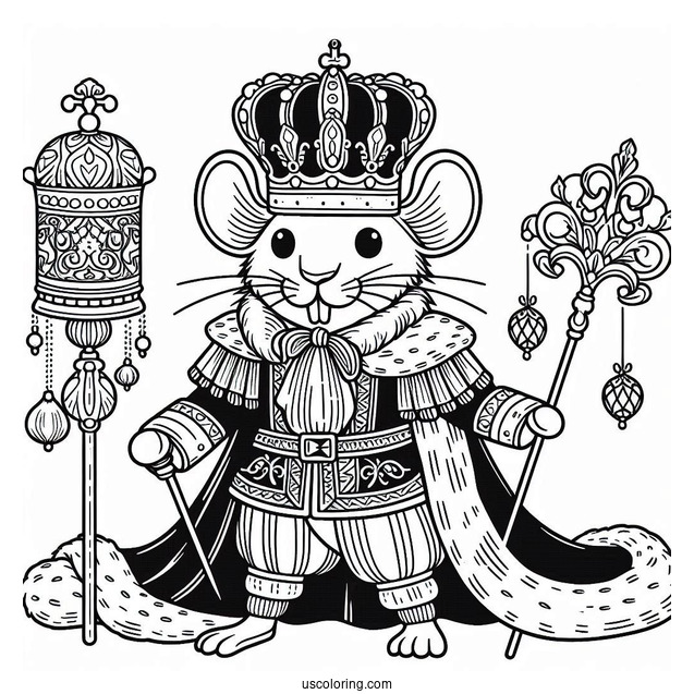 Nutcracker Coloring Page Of Rat King In Royal Robes With His Crown And Scepter