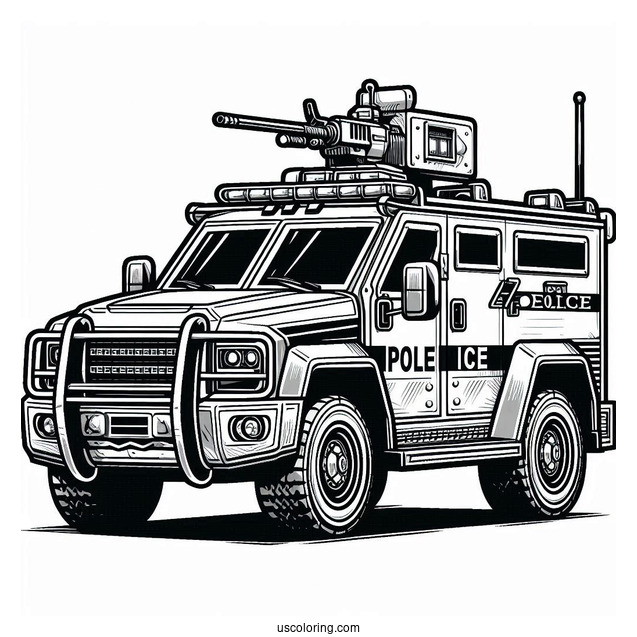 Armored Swat Police Car Coloring Page