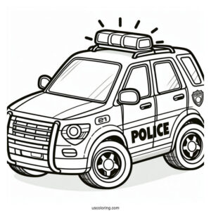 Poli Police Car Coloring Page For Preschoolers