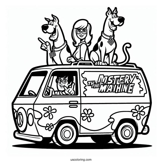 Scooby-Doo Characters In The Mystery Machine To Color