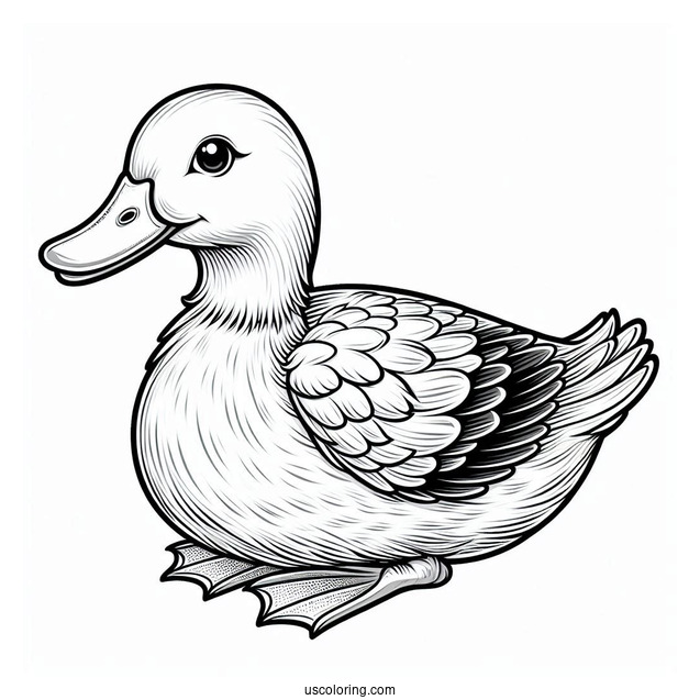 Realistic Coloring Page Of a Duck