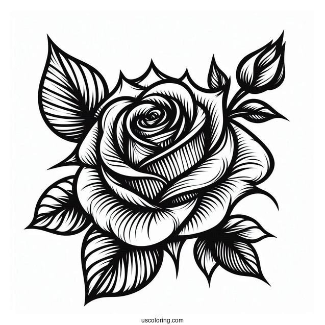 Abstract Rose Drawing To Color