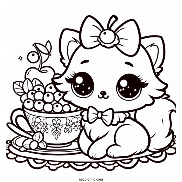 Kawaii Palace Pets Coloring Page Of Teacup And Berry For Kids