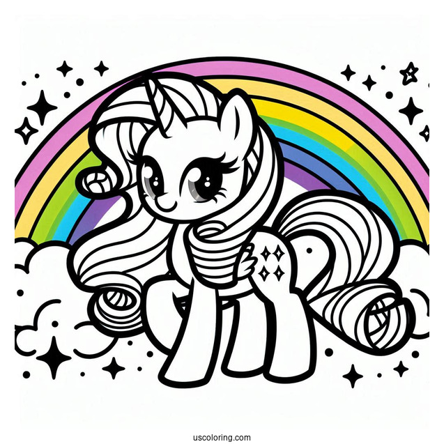 Cool Rarity Coloring Page With Rainbow Background