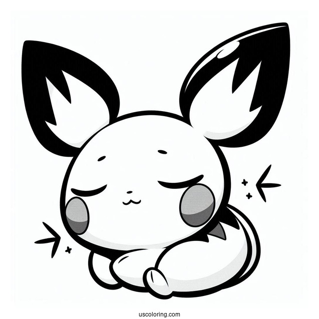 Pichu Coloring Page Sweet Sleeping Face Pokemon Card