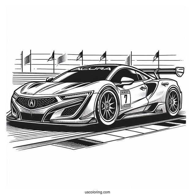 Acura Race Car Coloring Sheet
