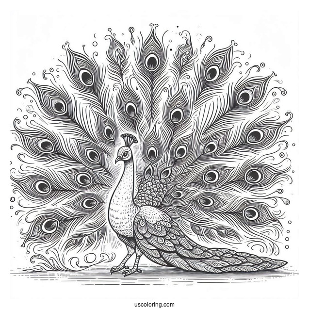 Peacock Flaring It Feathers In The Sun