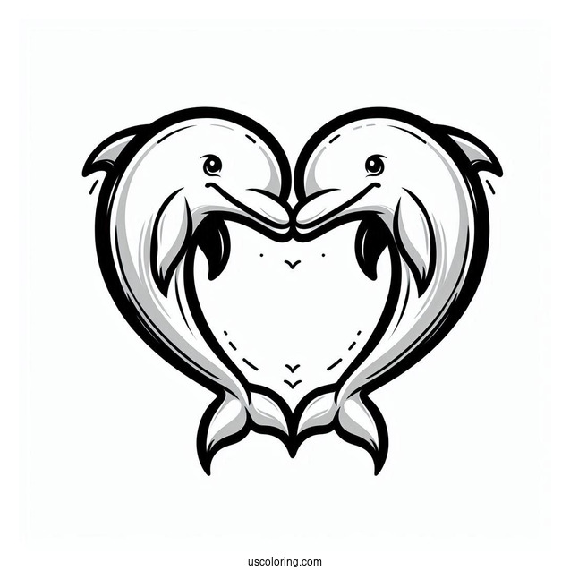 Two Dolphins Shaped In A Love Heart