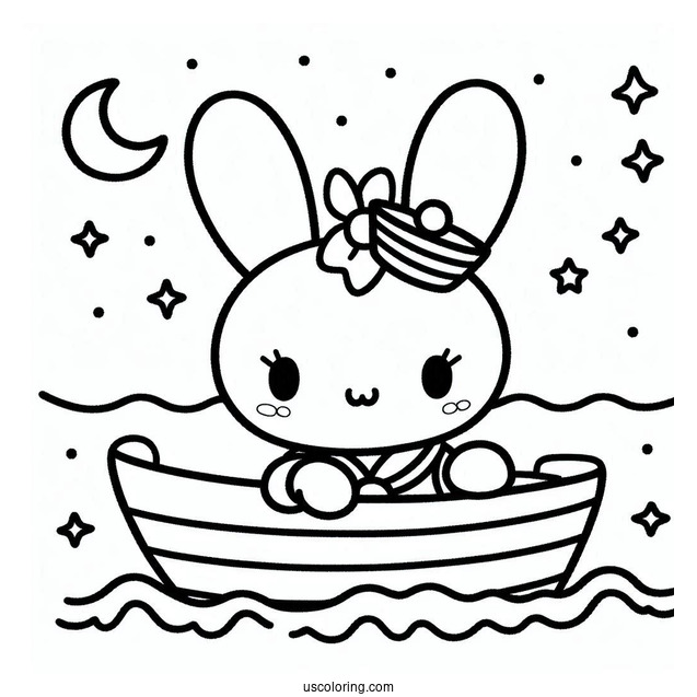 Sailor Miffy Coloring Page On A Boat