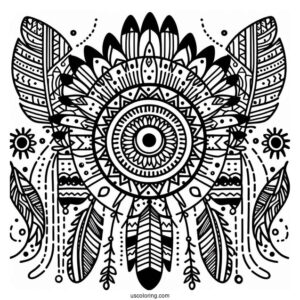 Native American Coloring Page Tribal Print