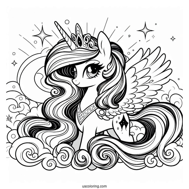Princess Celestia Coloring Page, Luna, Cadence, And Twilight Sparkle