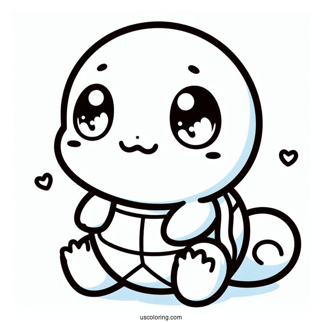 Kawaii Squirtle Coloring Page For Preschoolers