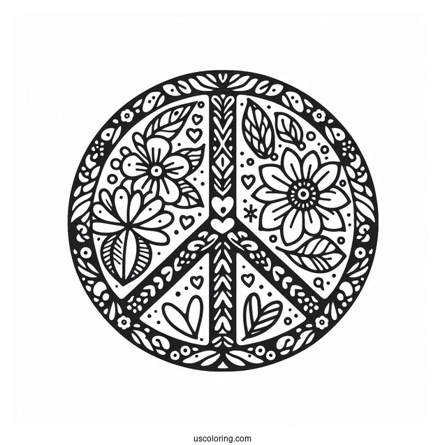 Hippie Visualize World Peace Coloring Page