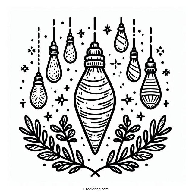 Large Christmas Light To Color Or Cut Out