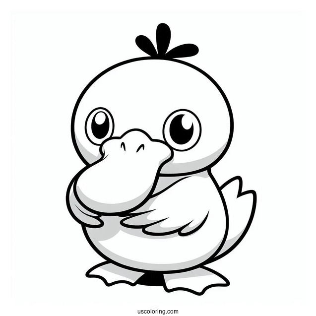 Psyduck Coloring Page Holding Its Head For Preschoolers