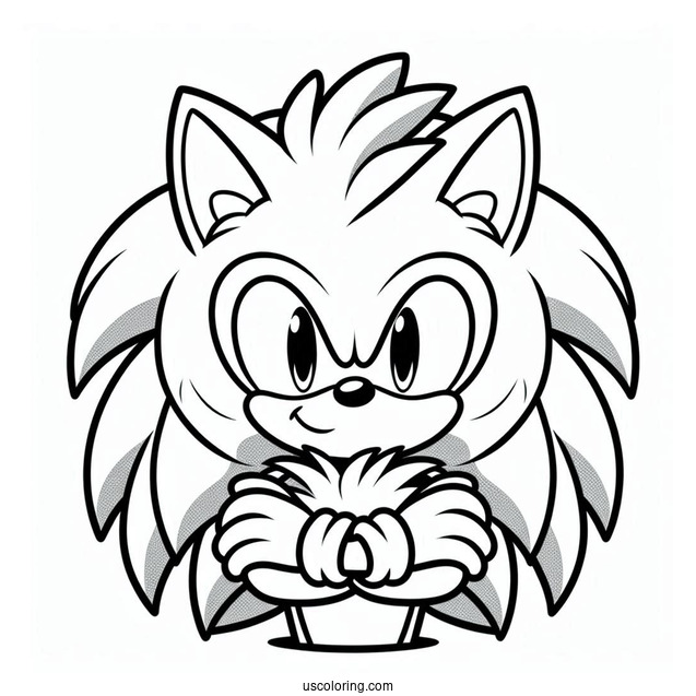 Furry Super Sonic Coloring Page With Arms Crossed