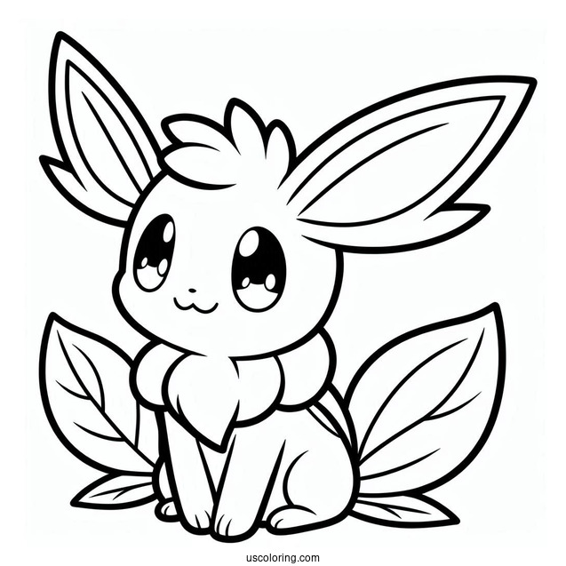 Easy Outline Of Smiling Sylveon Coloring Page For Preschoolers