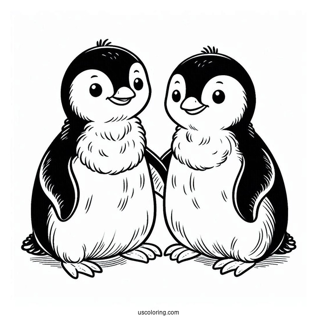 Two Australian Little Penguins Coloring In