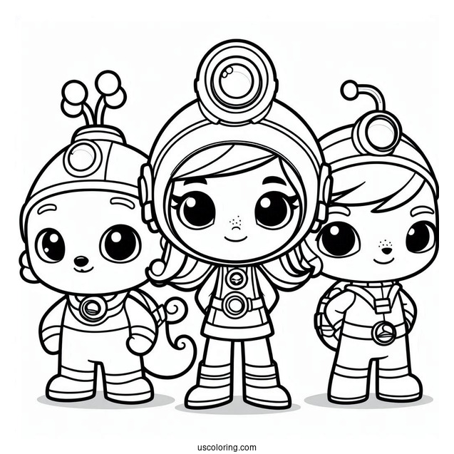 Octonauts Octonauts Coloring Page Of Inkling, Sandy, Captain Barnacles, And Kwazii