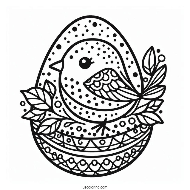 Bird And Polka Dots Easter Egg Design