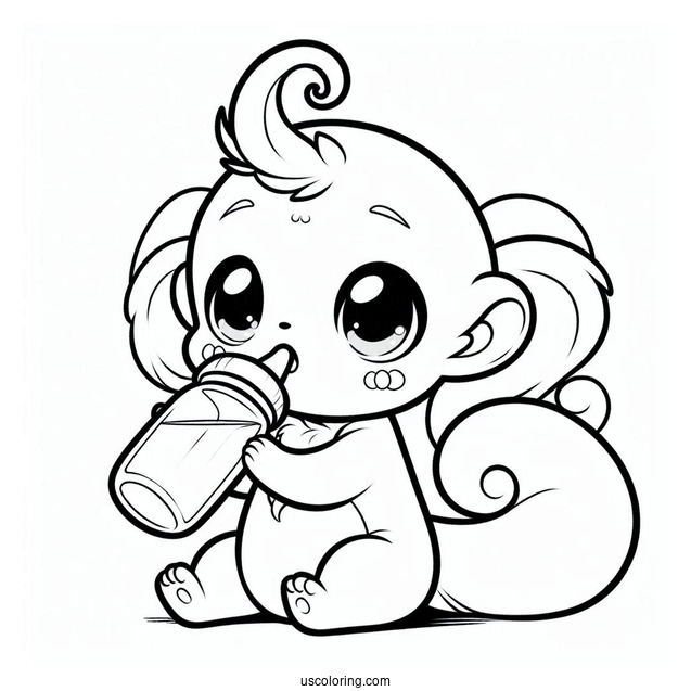 Baby Tails Coloring Page Drinking Milk