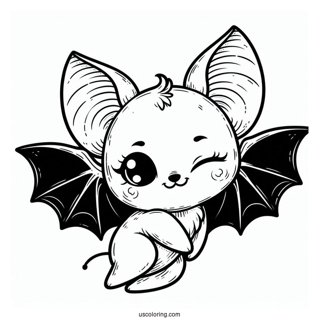 Winking Bat Coloring Page For Kids