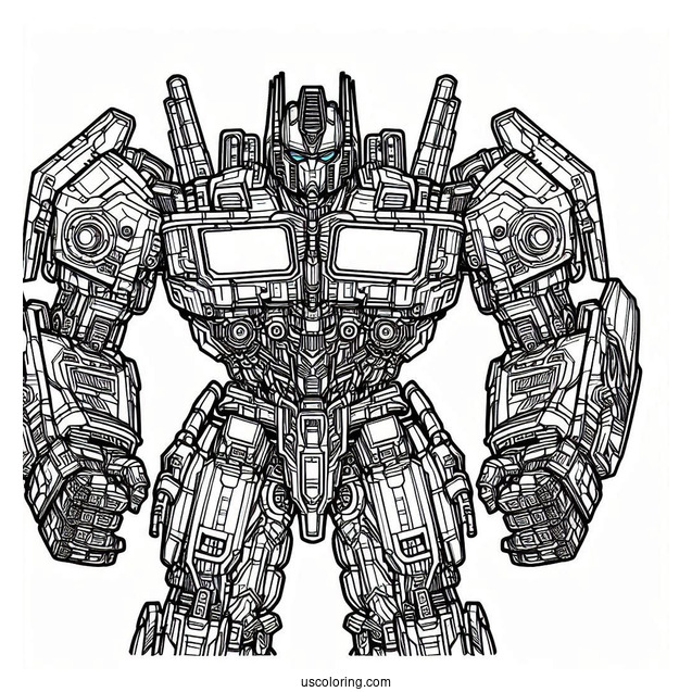 Intricate Outline Of Optimus Prime Coloring Page
