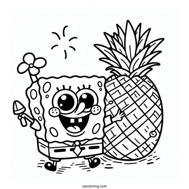 Sponge Bob Squarepants Pineapple Coloring Page For Kids