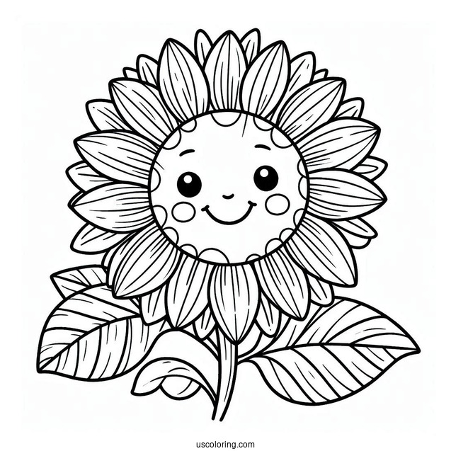 Flower Coloring Pages Of Smiling Sunflower For Preschoolers