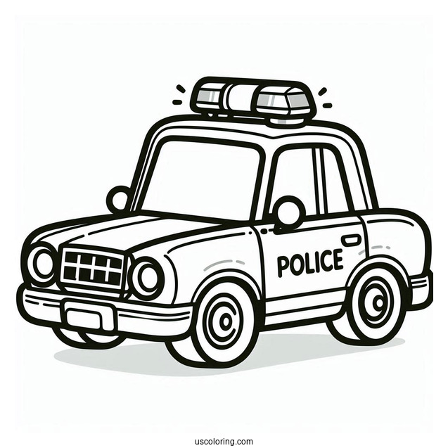 Easy Outline Of Police Car To Color For Kids