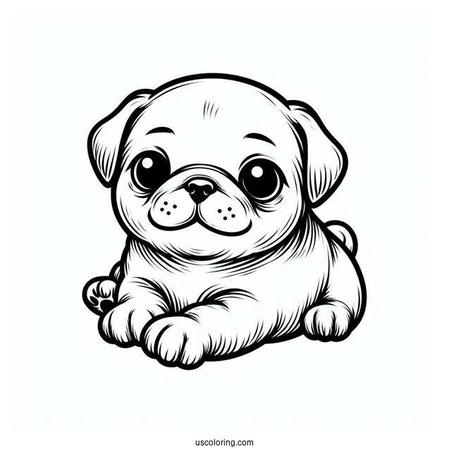 Adorable Baby Pug Coloring Sheet