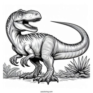 Side View Of Spinosaurus Coloring Page With Sharp Teeth And Claws