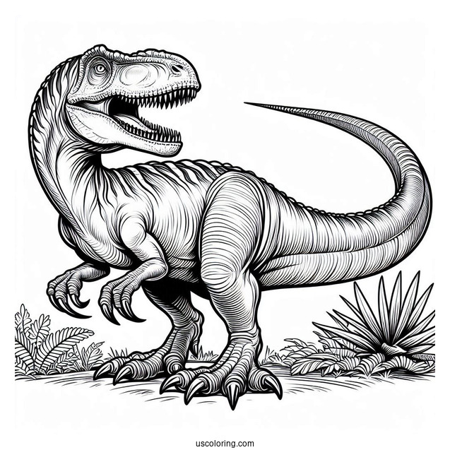 Side View Of Spinosaurus Coloring Page With Sharp Teeth And Claws