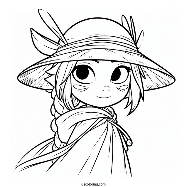 Easy Raya And The Last Dragon Coloring Page Outline With Her Hat And Cape For Kids