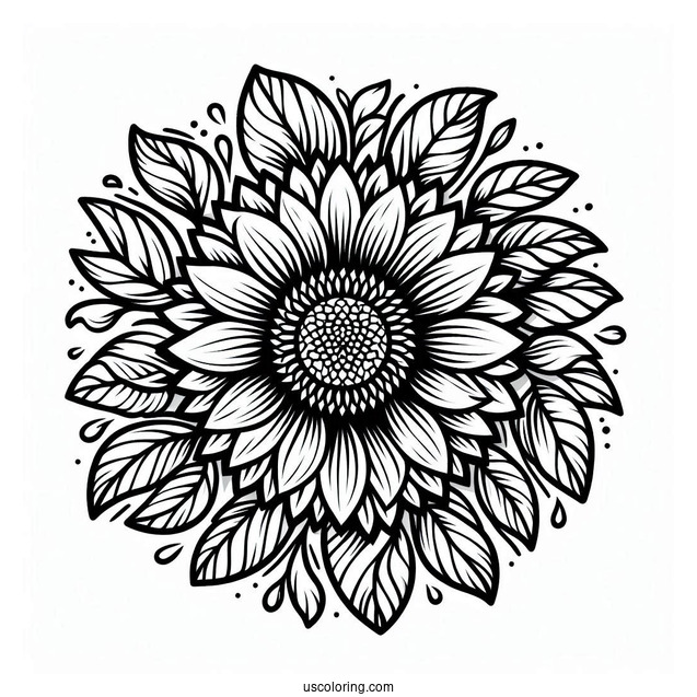 Flower Coloring Pages Of Sunflower Head Outline For Kids
