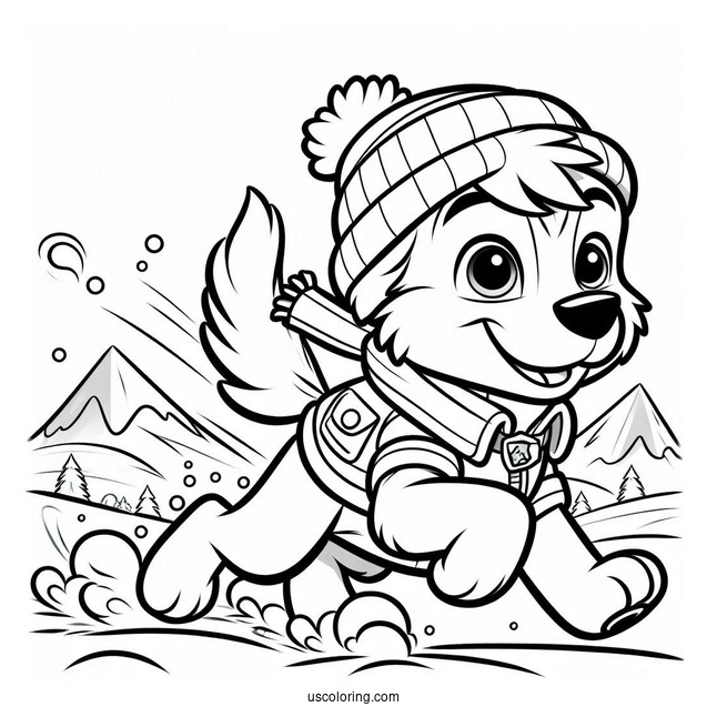 Everest Running In Snow Coloring Sheet