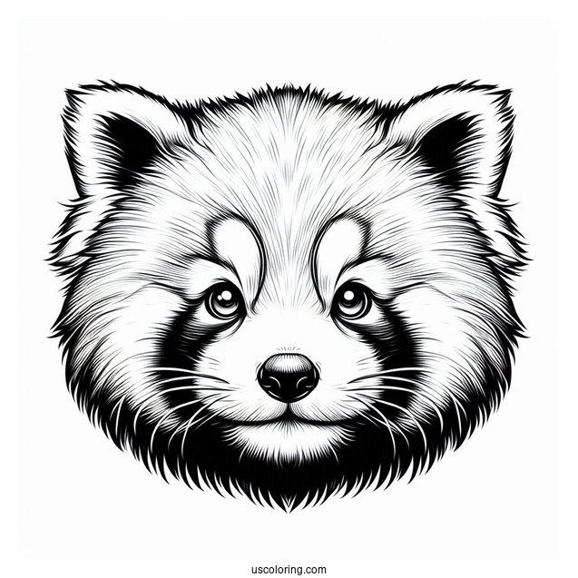 Realistic Red Panda Face Coloring Page